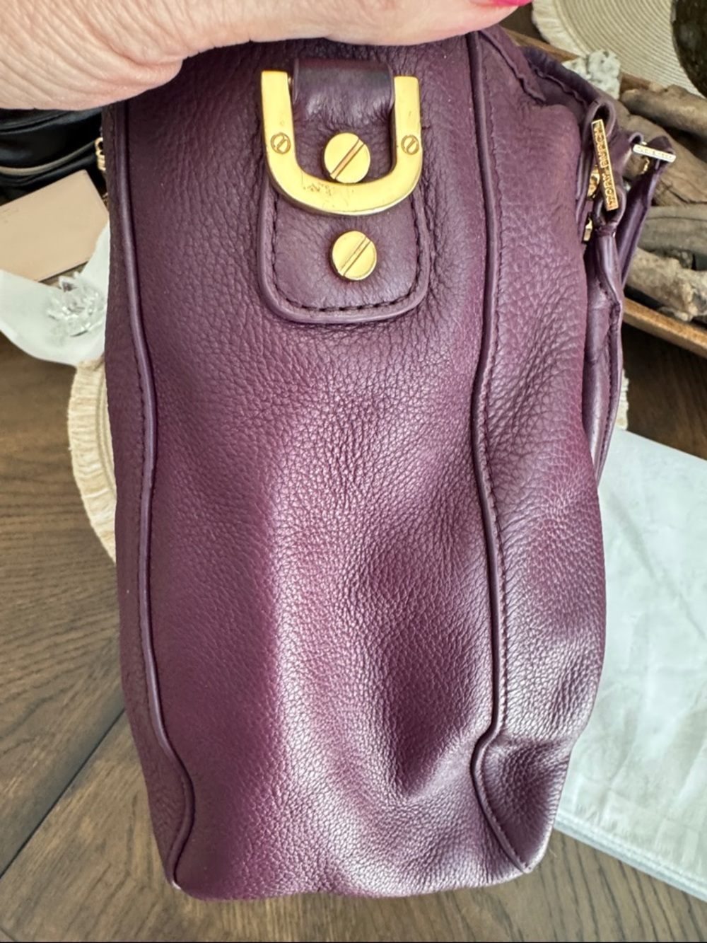 Tory Burch Amanda Plum Hobo Bag with Gold Logo & plain dusty - Picture 8 of 8